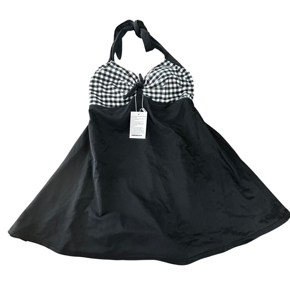 COCOSHIP Black & White check Bra Women's Bathing Suit